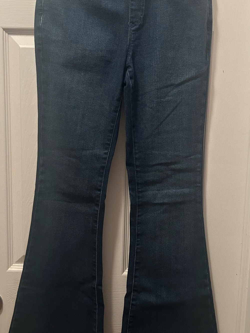 Free People We the Free CRVY Infinite stretch Pull on Flare Jeans Dark Wash